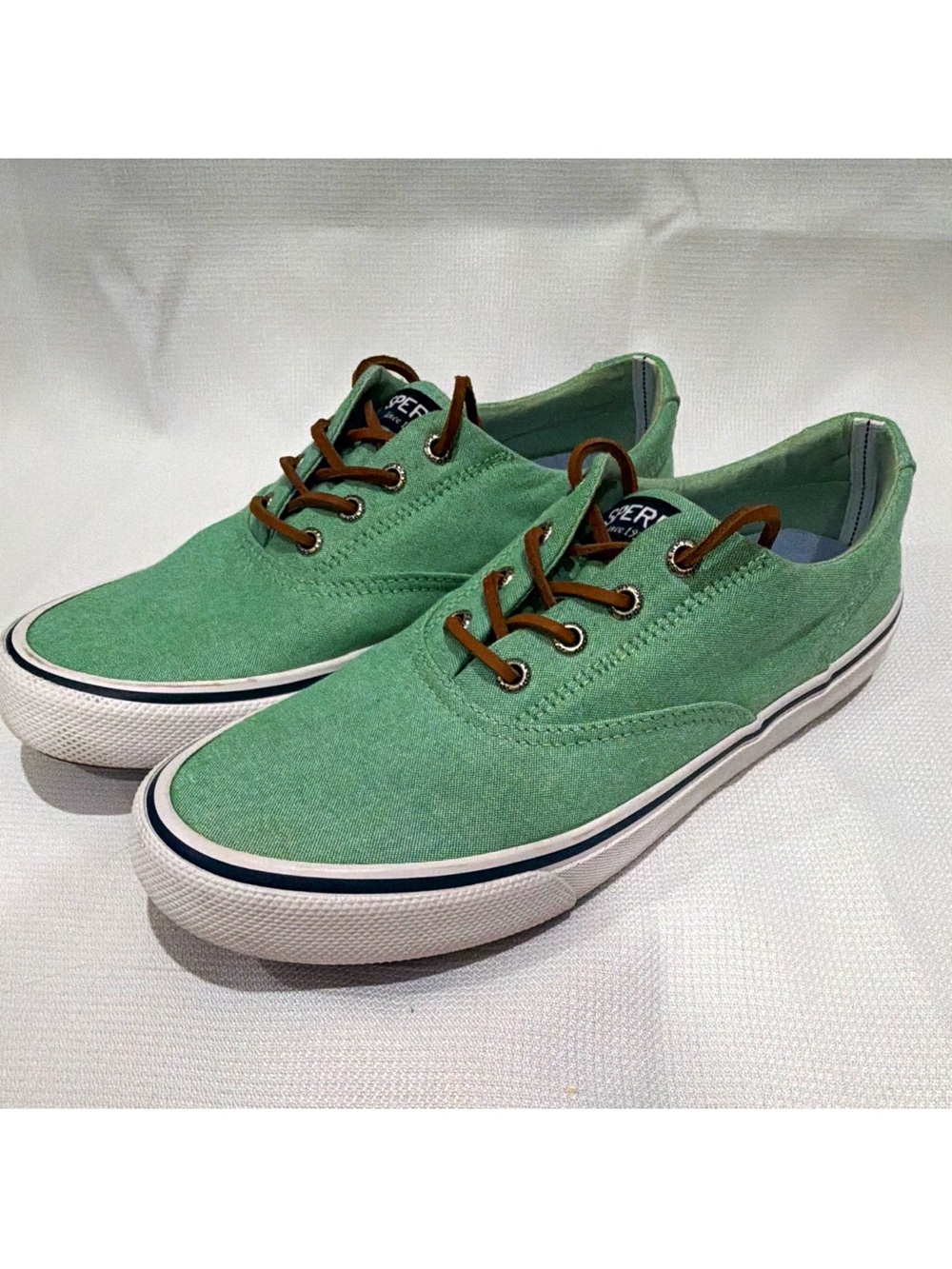 Sperry Low Top Green Unisex Canvas Lace-Up Sneakers Men’s Size 8.5
